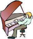 Blonde guy playing piamo -cartoon