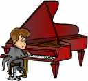 Jim Humble at Piano cartoon
